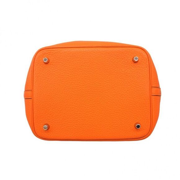 Hermes Handbag Picotin Lock MM Taurillon Clemence Orange Silver Hardware □R - Picture 3 of 8